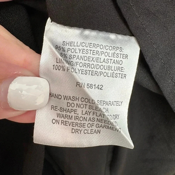 Maggy London Classic Black Cold Shoulder Ruffle Shift Dress Women’s Size 14 - Picture 11 of 12